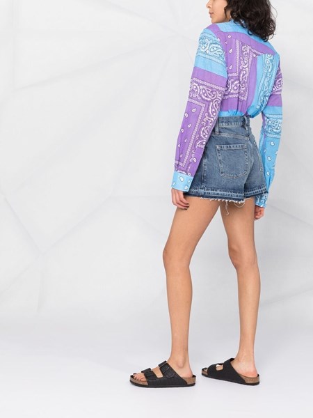 frame Mosaic Flare denim shorts 