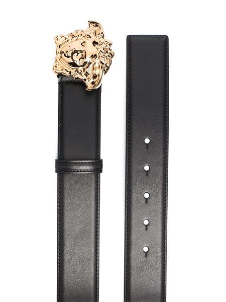 Versace Palazzo Two-tone Medusa Buckle Belt In Black