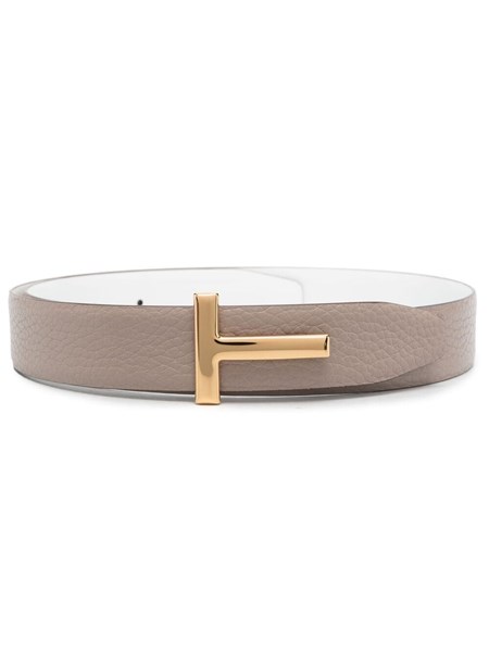 T logo-buckle leather belt