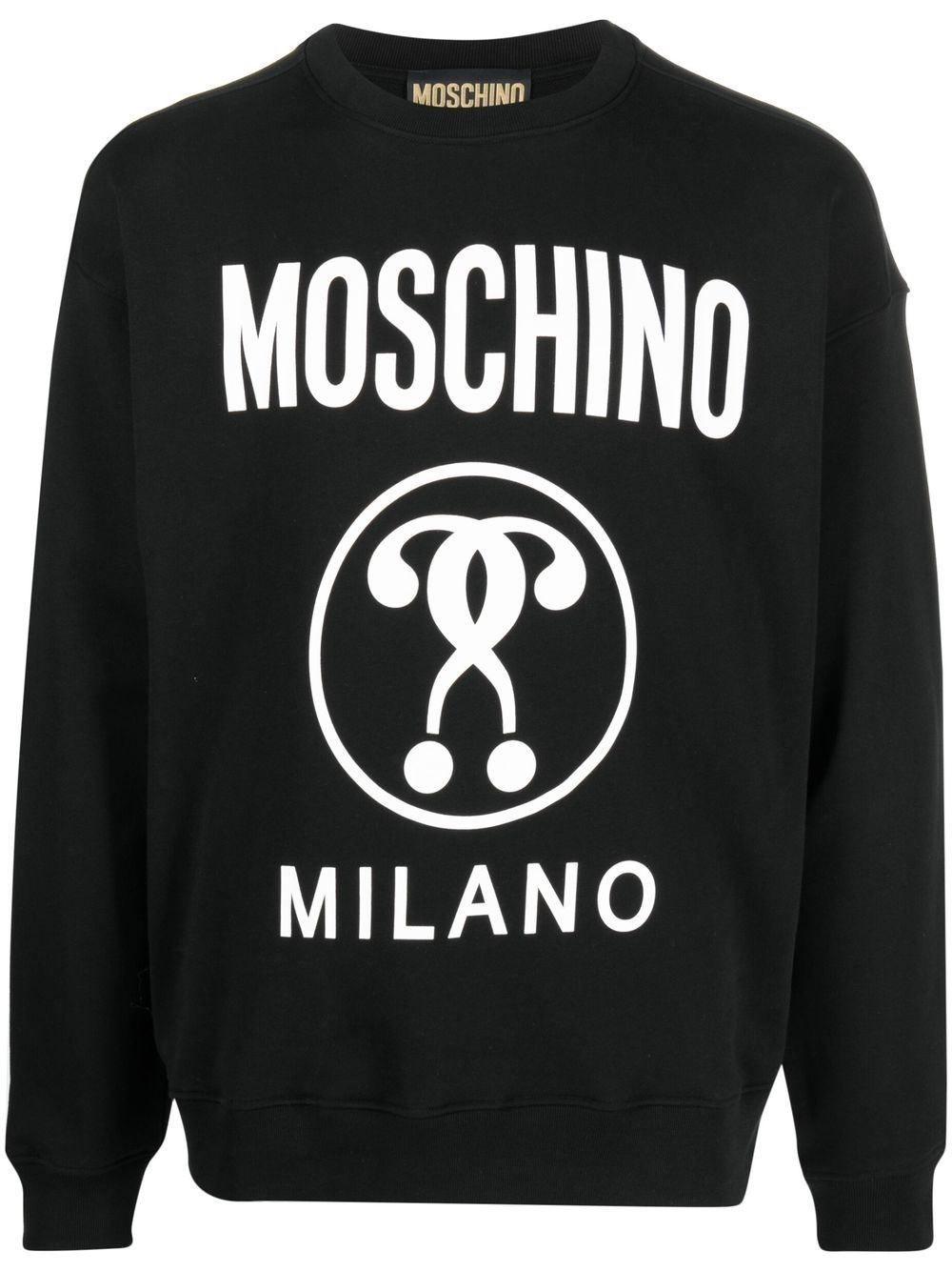 Shop Moschino Organic Cotton Sweatshirt With Logo Print In Black