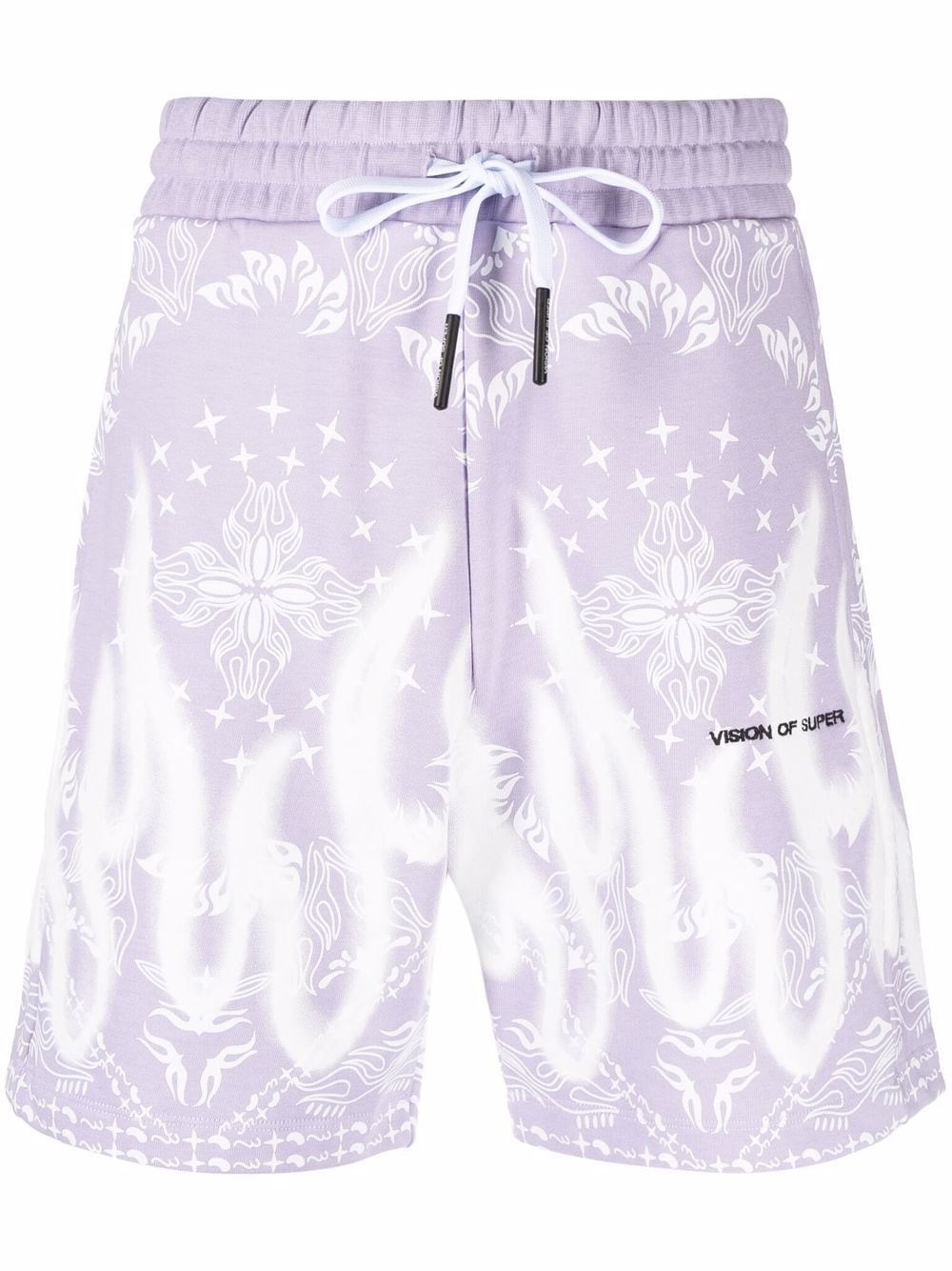 Vision Of Super Cotton Purple Shorts W/bandana Print In Pink & Purple