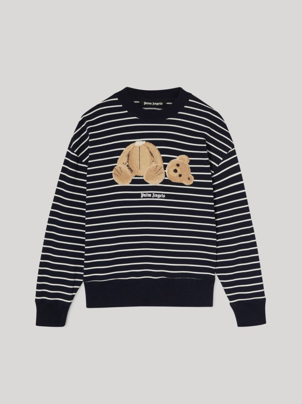 Palm Angels Blue Cotton Bear Sweatshirt In Blue
