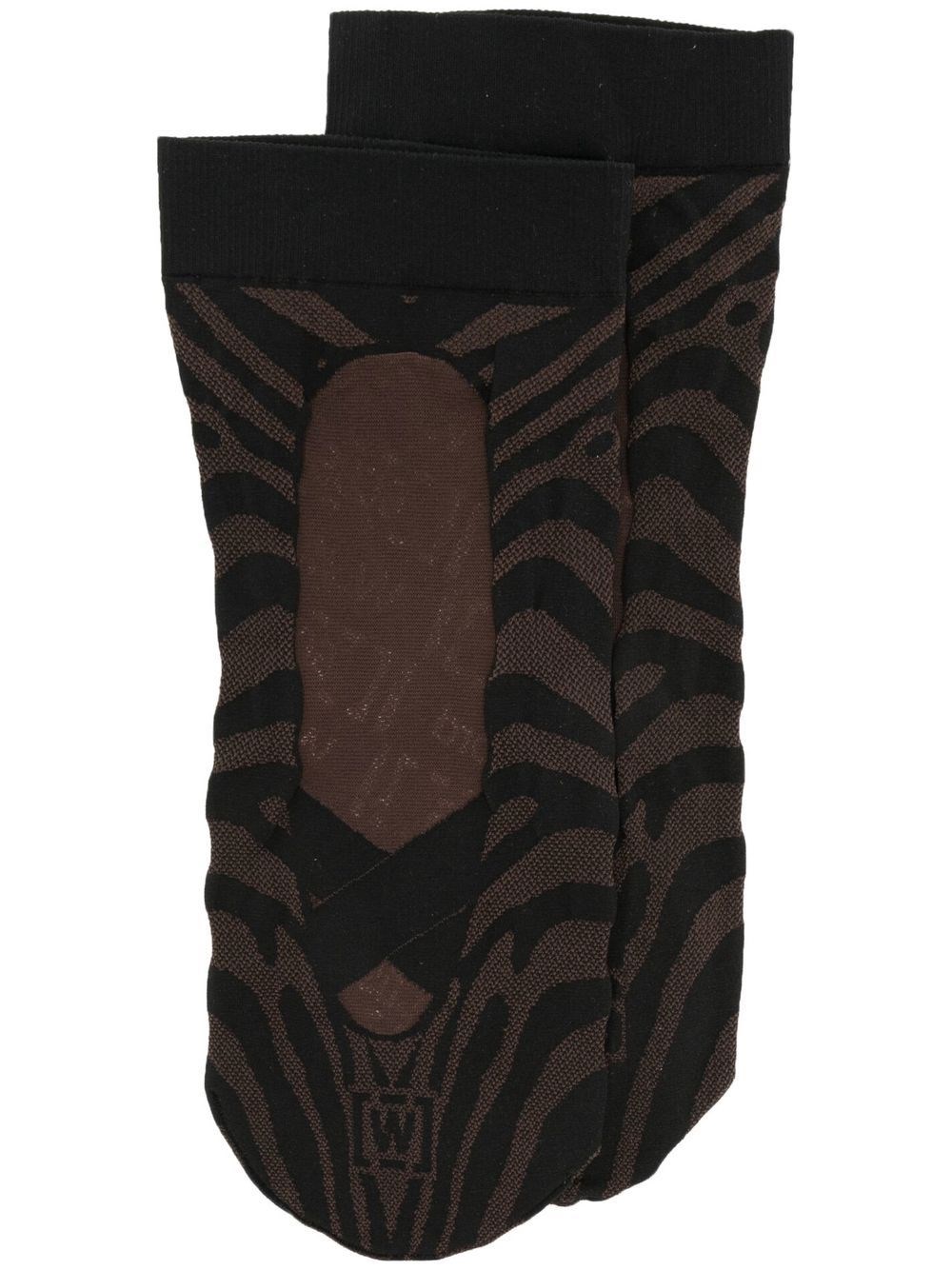 Wolford Xgcds Elegant Animalier Socks In Brown
