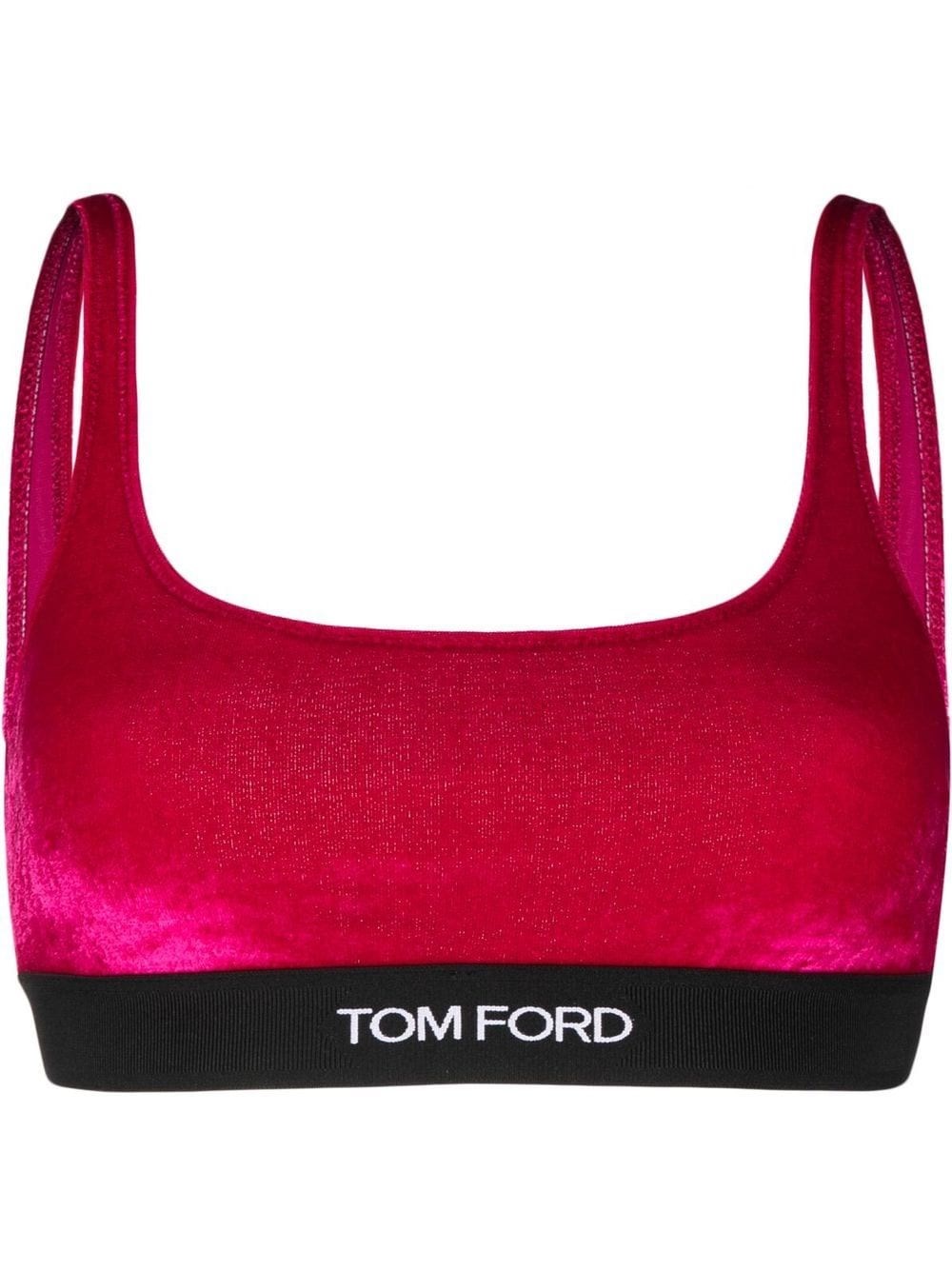 Tom Ford Logo-band Low-back Bra In Red | ModeSens