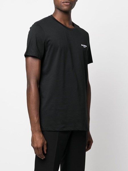 Balmain Flocked Monogram Cotton Jersey T-shirt In Black