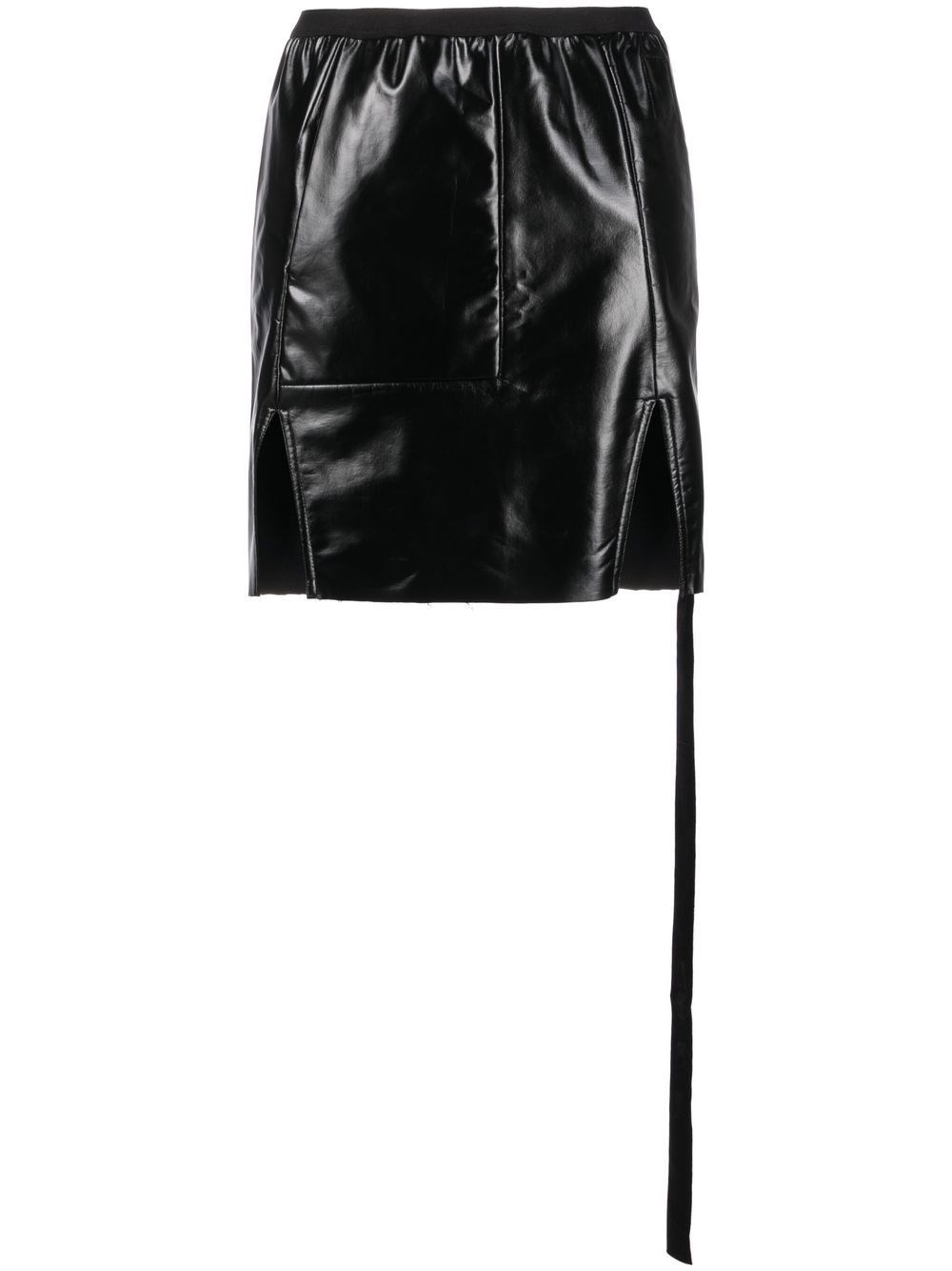 RICK OWENS DRKSHDW FAUX LEATHER MINI SKIRT WITH SLIT