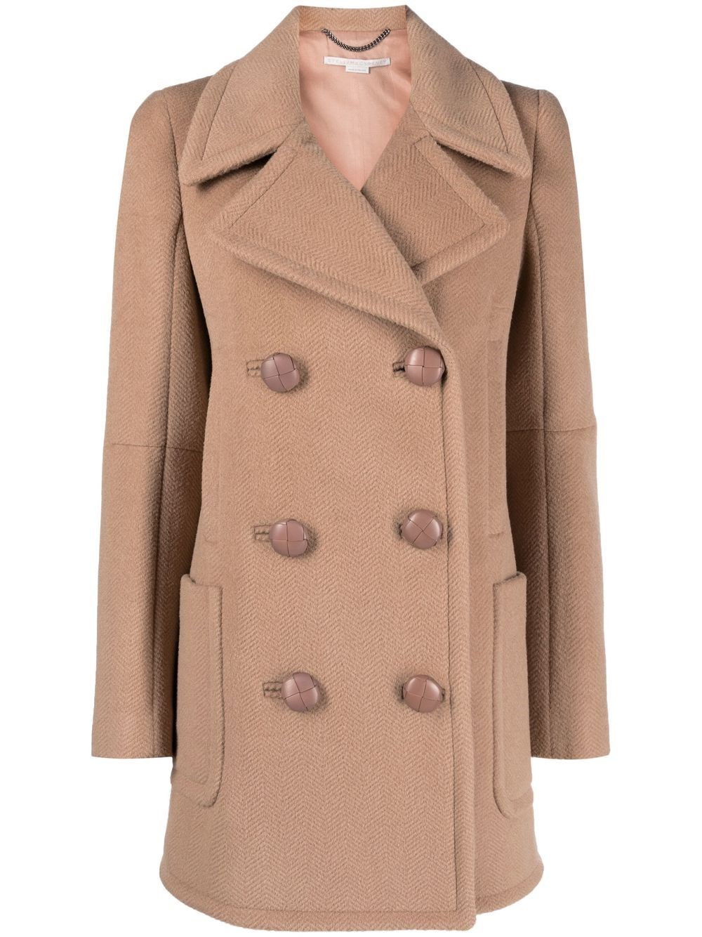 Stella Mccartney Double-breasted Wool Coat In Pink & Purple
