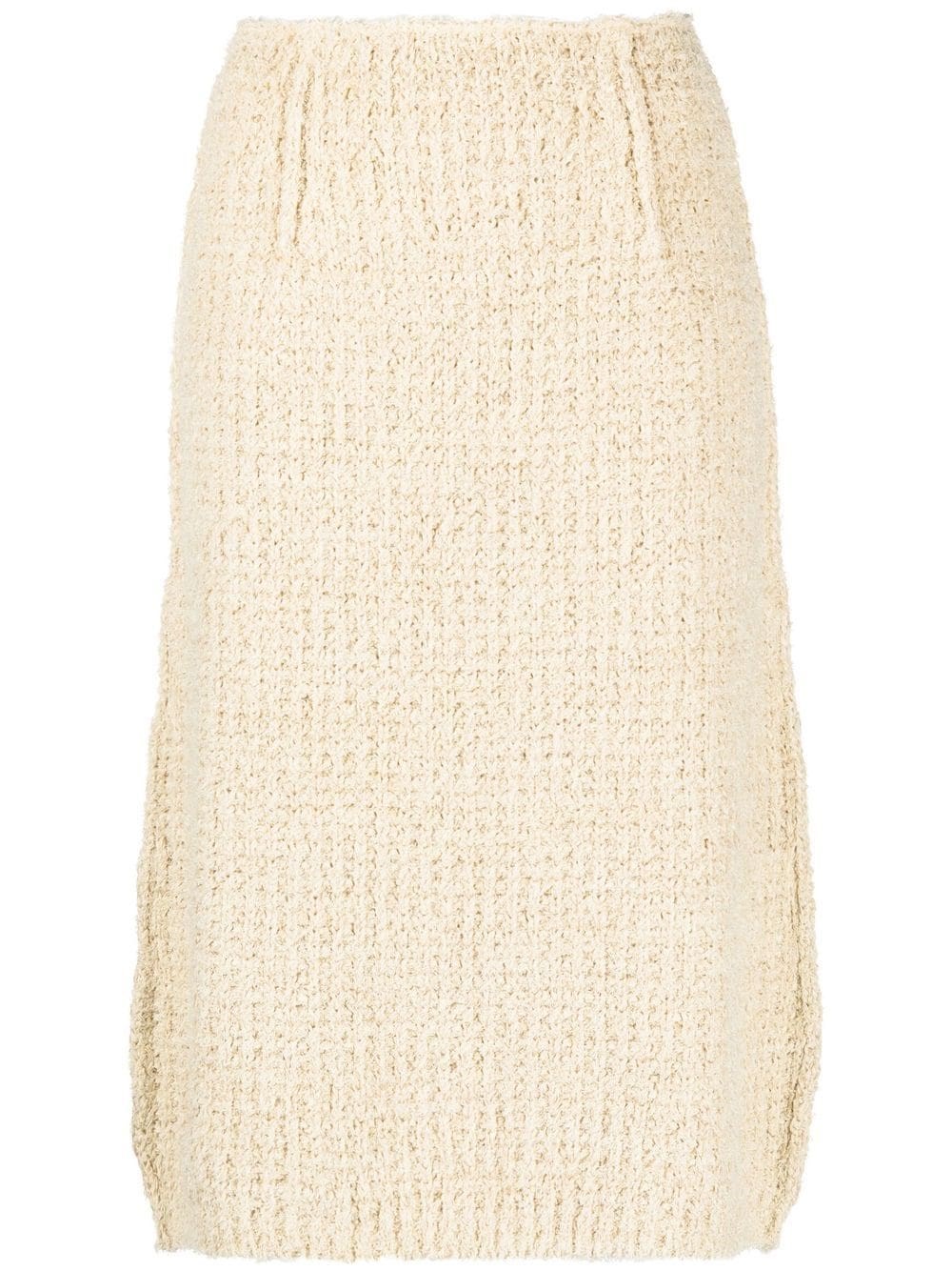 Maison Margiela Tweed Straight Midi-skirt In Nude & Neutrals