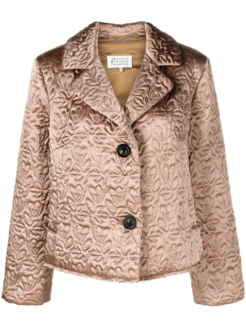 Maison Margiela Single-breasted Quilted Satin Jacket In Pink & Purple