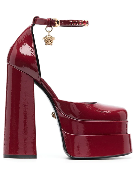 versace DÉCOLLETÉ IN NAPLAK WITH PLATFORM AND CHARM 155MM