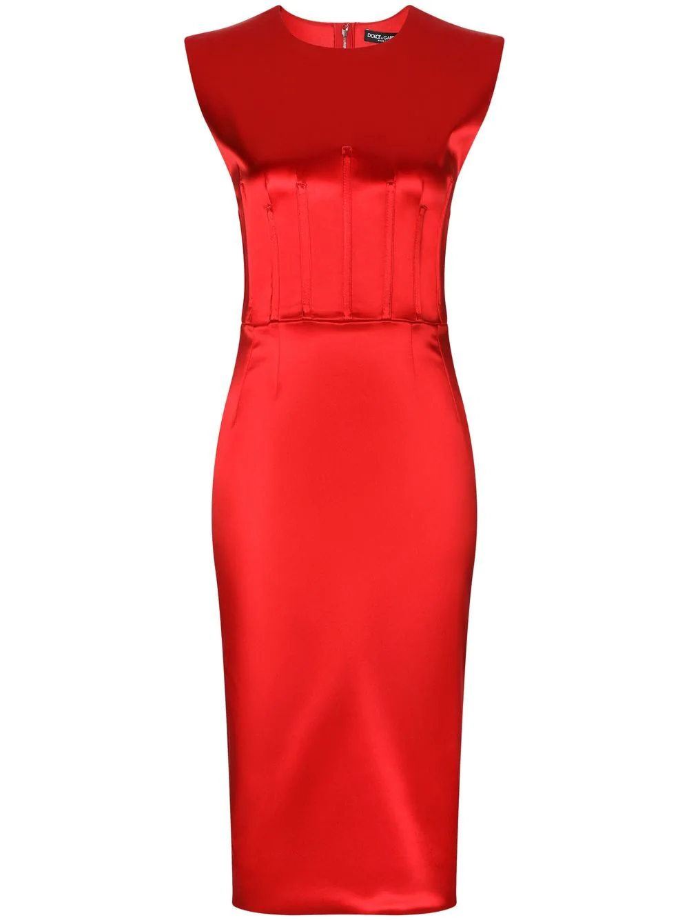 Dolce & Gabbana Sleeveless Silk Midi Dress In Red