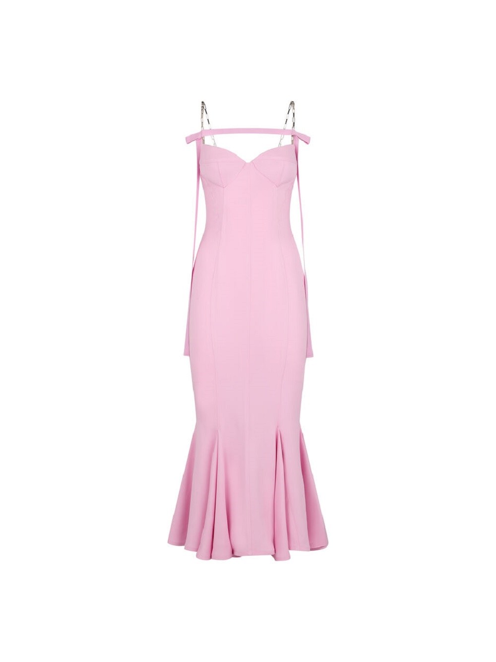 Attico Beath Chain-strap Mermaid Midi Dress In Pink & Purple