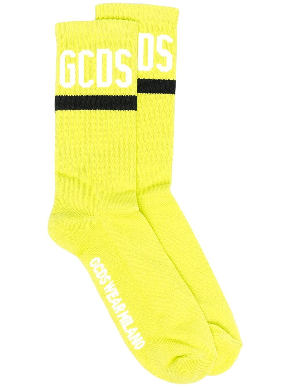 Gcds Ribbed Socks With Logo In Green