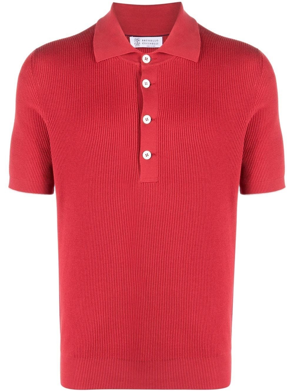 Brunello Cucinelli Fine-ribbed Polo Shirt In Red