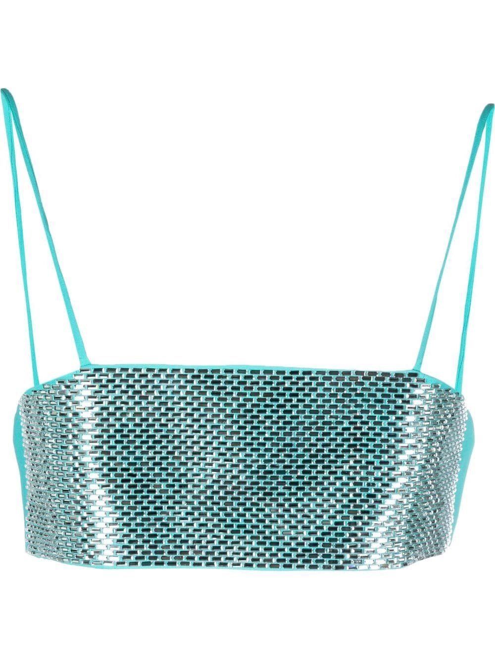 Giuseppe Di Morabito Crystal-embellished Cropped Top In Blue