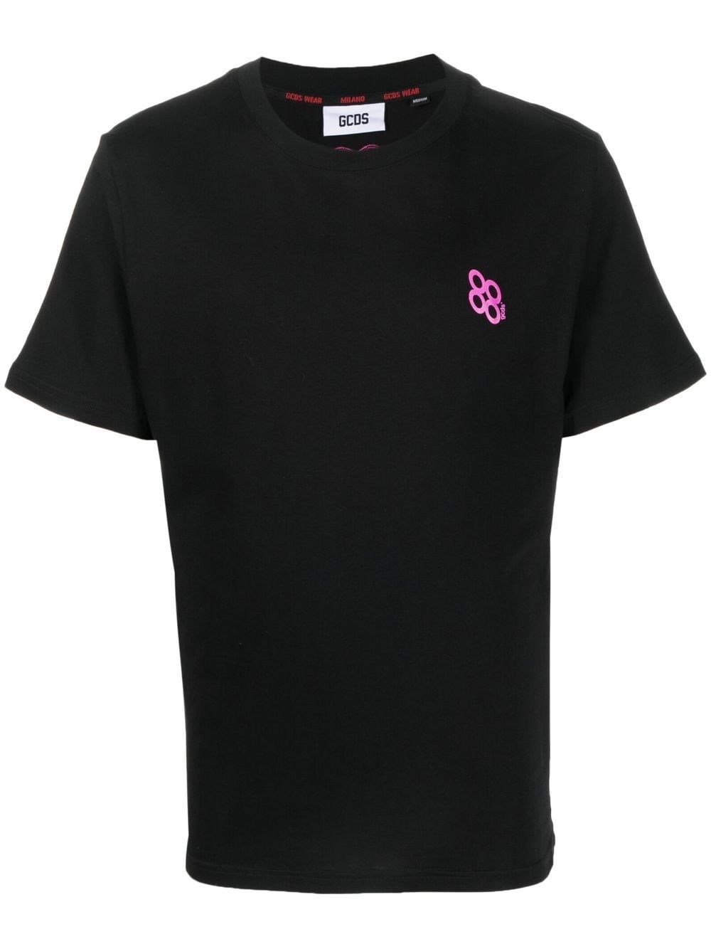 Shop Gcds Cotton T-shirt With Graphic Print In Pink & Purple