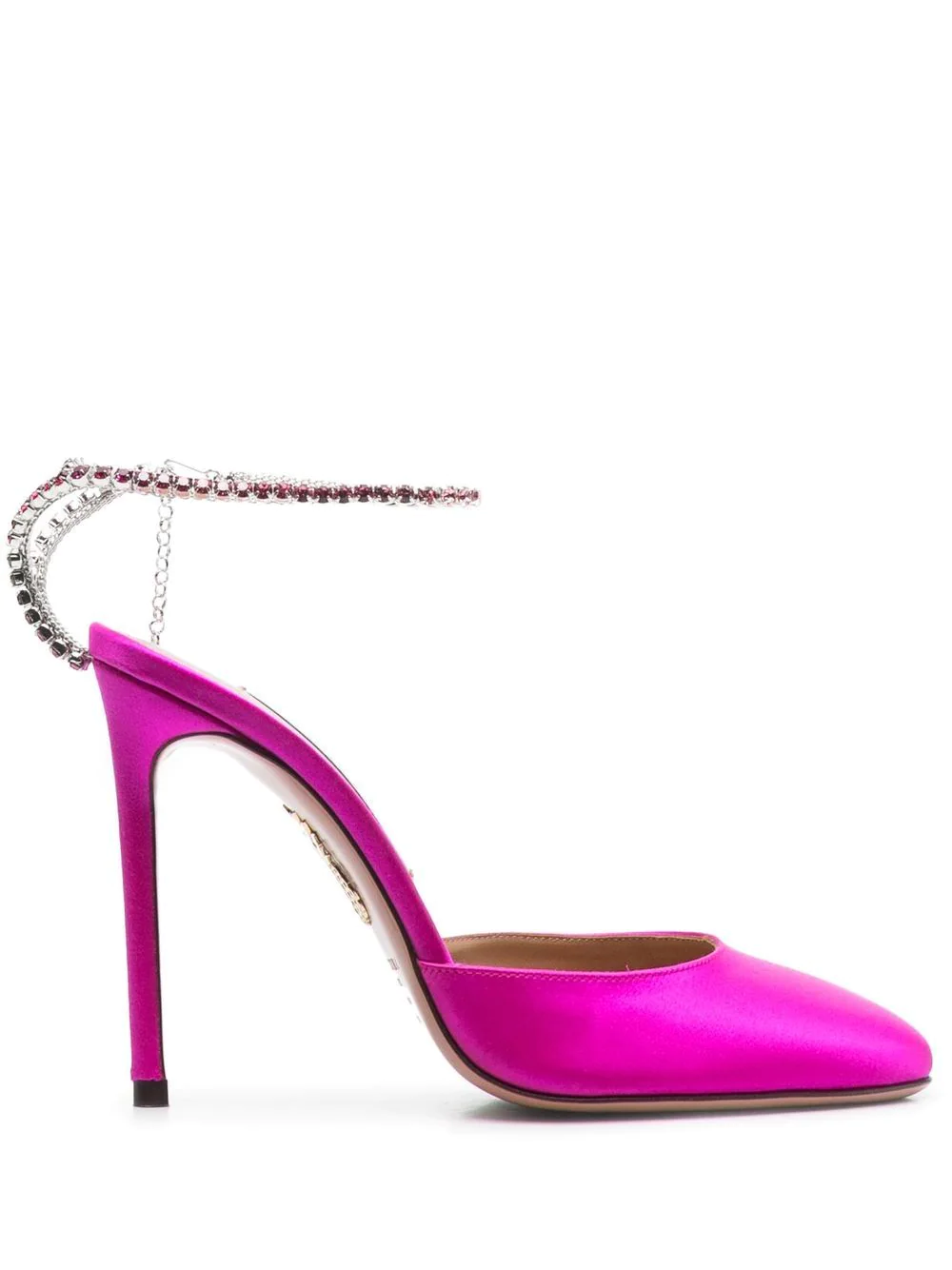 Aquazzura Fuchsia Pink 'ice' Pumps Satin Effect With Crystal Embellishment In Pink & Purple