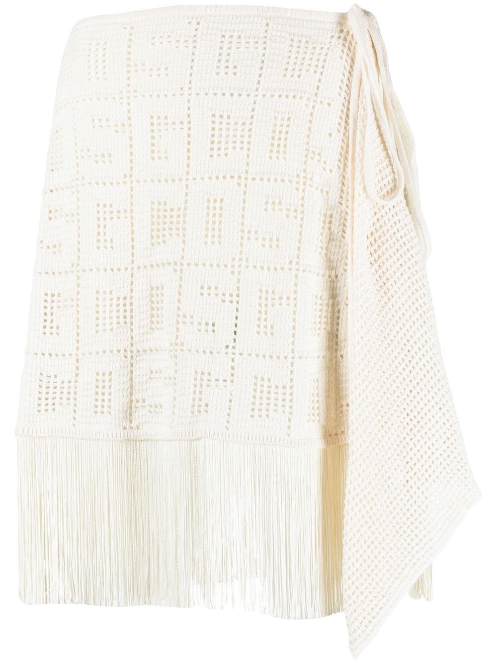 Gcds Crochet-monogram Mini Skirt In White