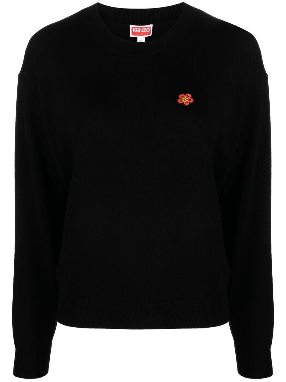 Kenzo Boke Flower Wool Sweater In Black