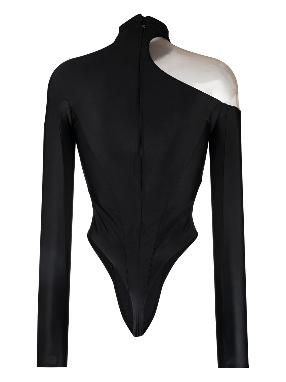 Mugler Long Sleeve Illusion Bodysuit In Black