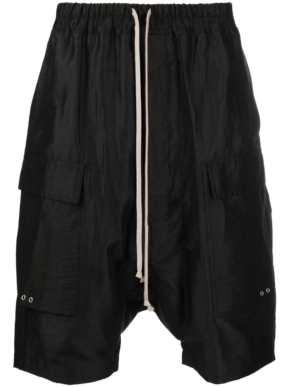 Rick Owens Drawstring Knee Length Shorts With Button Detailing In Black