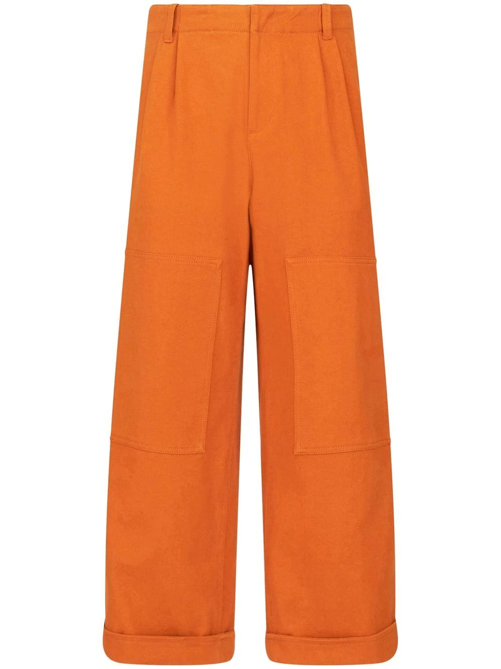 Etro Wide-leg Cotton Blend Trousers With Pleated Front In Yellow & Orange