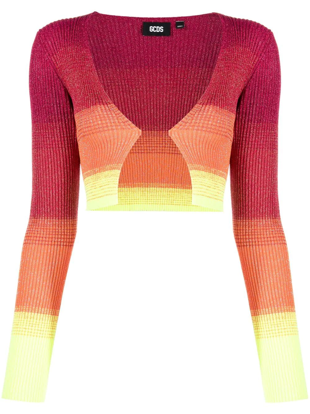 Gcds Lurex Degradé Viscose Mini Cardigan Top In Pink & Purple