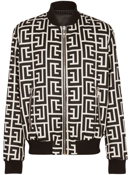 Balmain Black Monogram Reversible Bomber Jacket Balmain