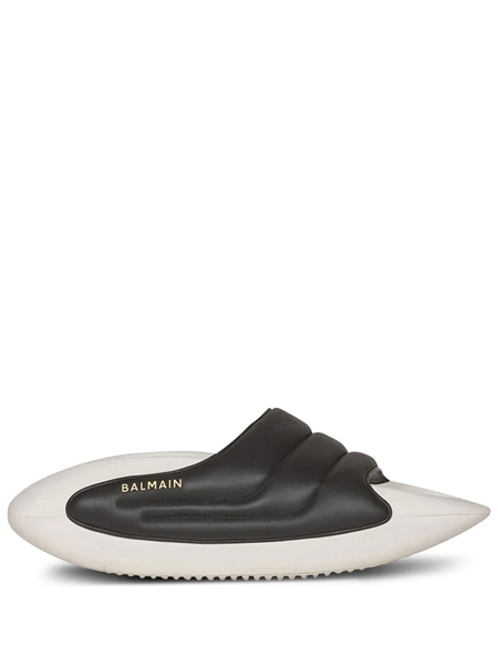 Quilted leather B-IT mules with Balmain monogram print black - Women