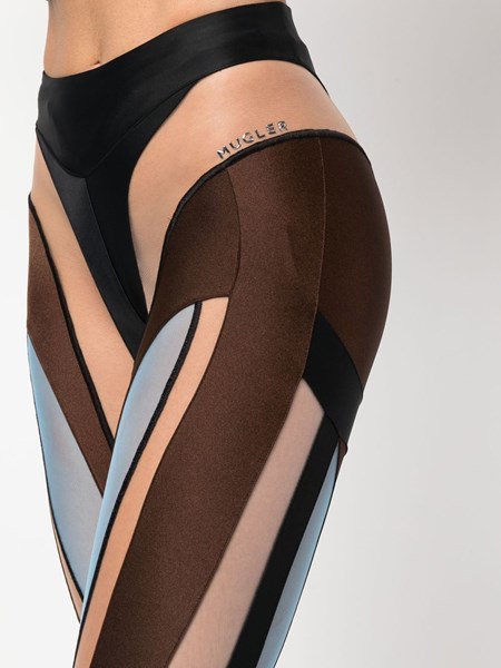 Mugler H&M Spiral-Paneled Jersey Leggings Black/Color-Block, 41% OFF