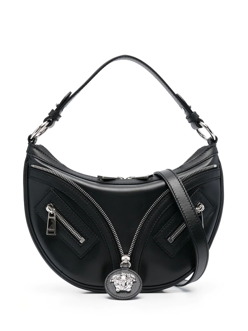 Shop Versace Medusa Shoulder Bag With Zip In Black