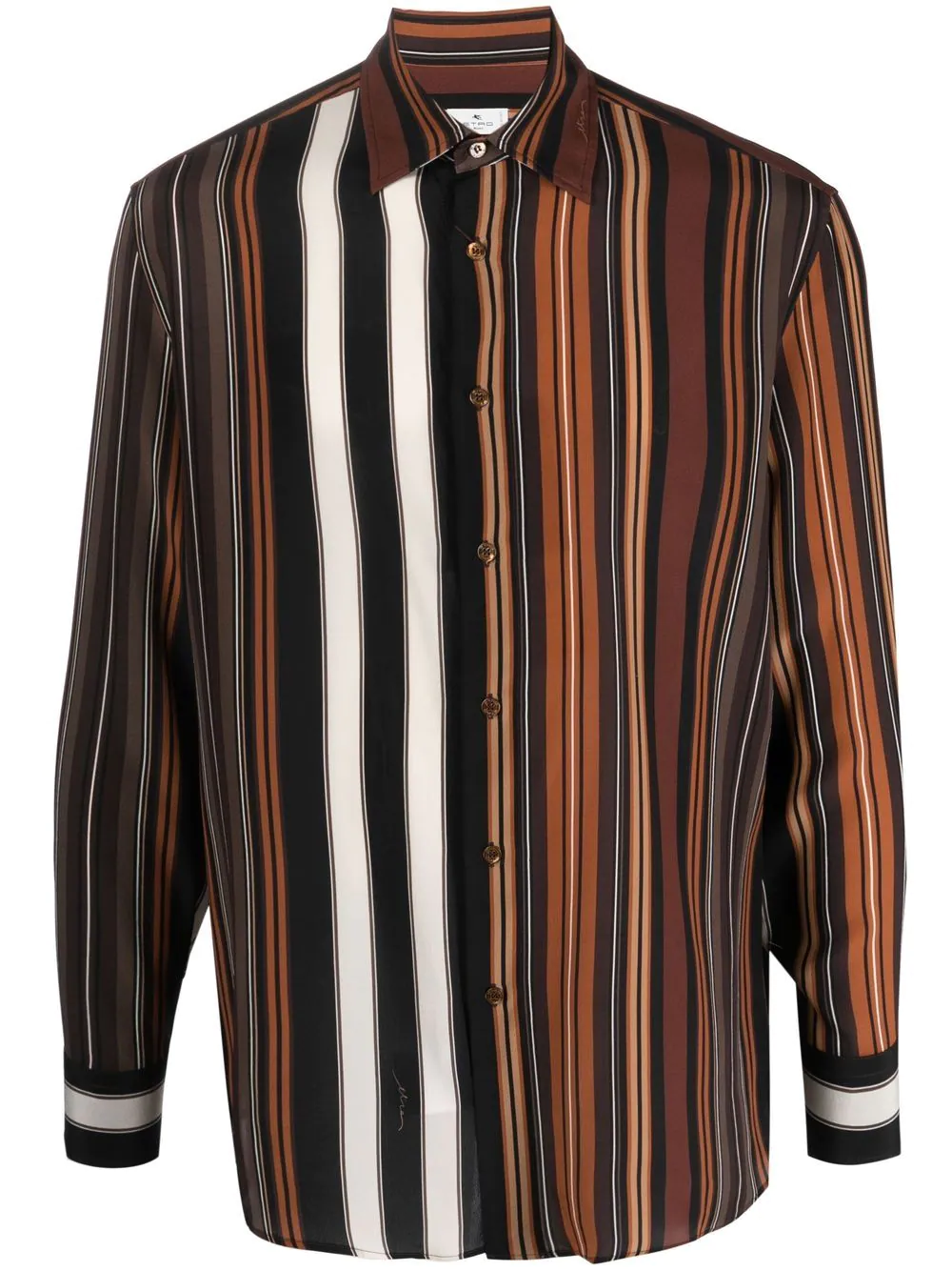 Etro Vertical-stripe Long-sleeve Shirt In Brown