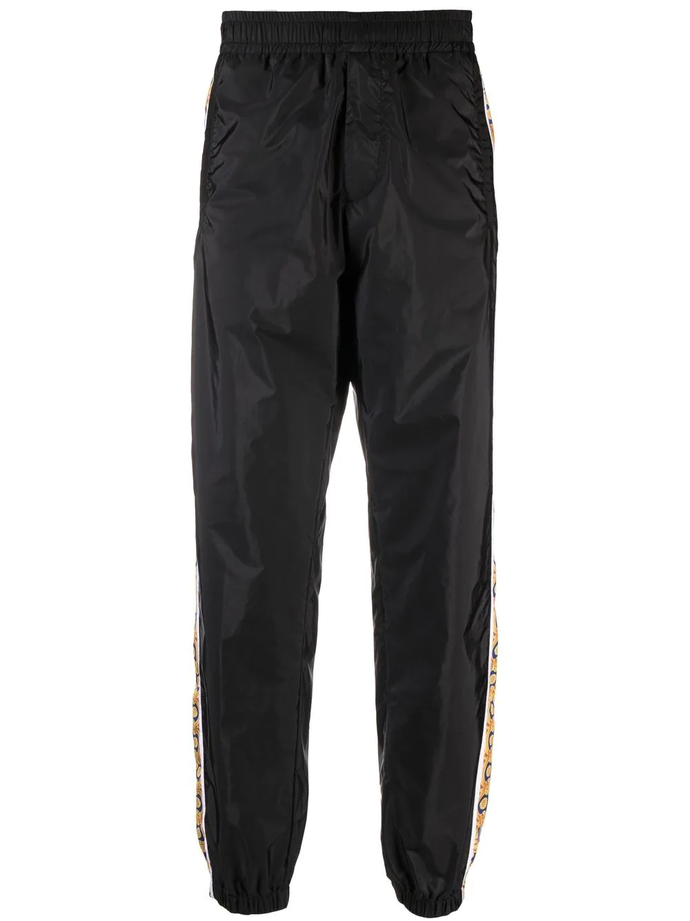 Versace Graphic-stripe Taffeta Track Pants In Black
