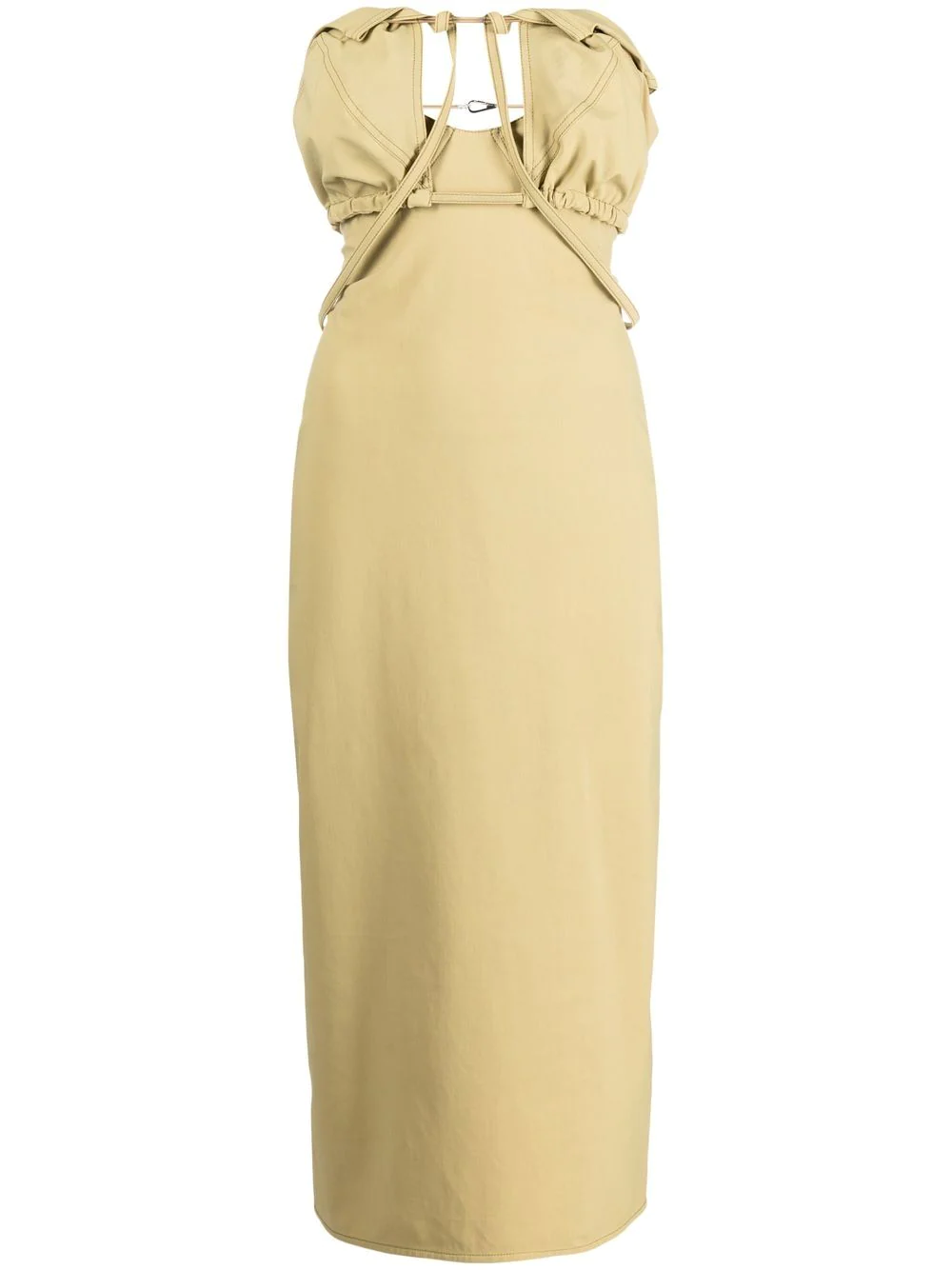 JACQUEMUS SHORT STRAPLESS DRESS WITH INSERTS