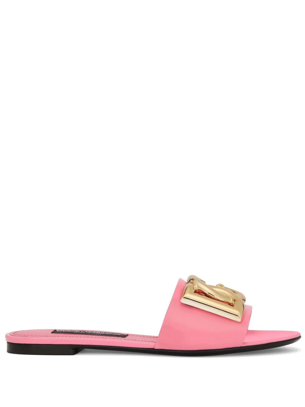 Shop Dolce & Gabbana Slide Sandals With Logo Plaque In Pink & Purple