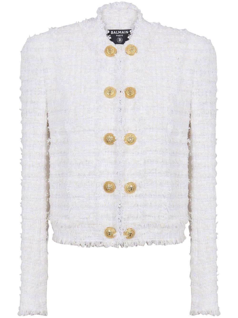 Balmain Bouclé Tweed Double-buttoned Jacket - Women's - Polyamide/cotton/acrylic/metal In White