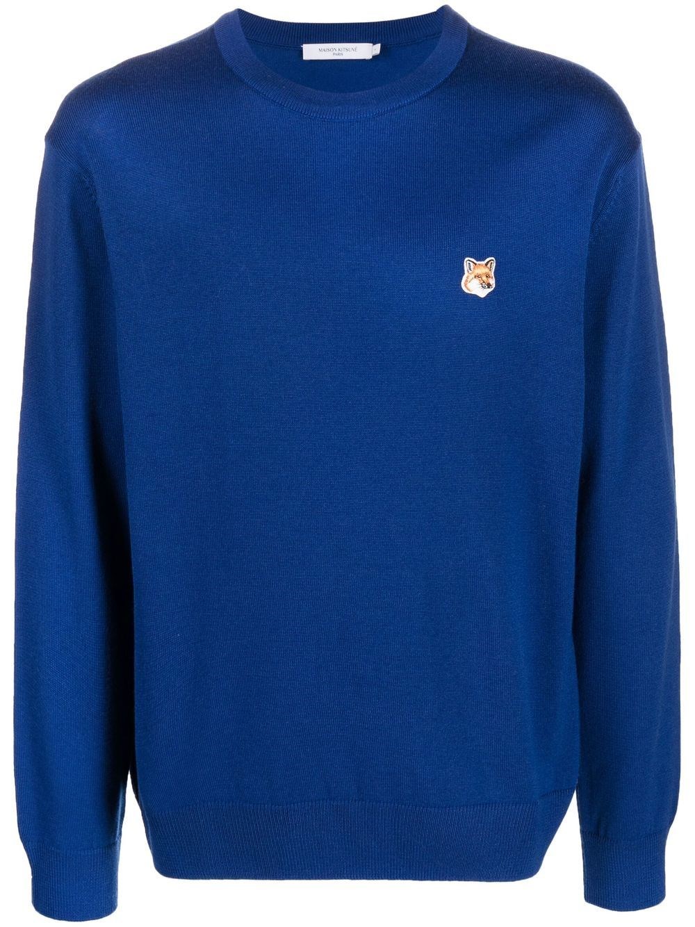 Shop Maison Kitsuné Sweater With Embroidery In Blue