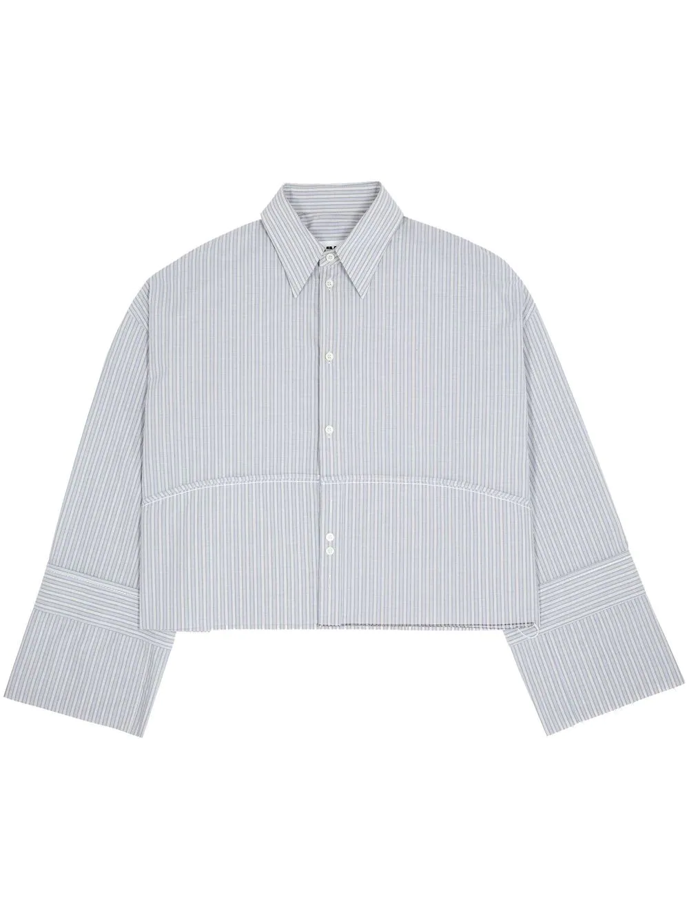 Mm6 Maison Margiela Gestreiftes Cropped-hemd In Grey