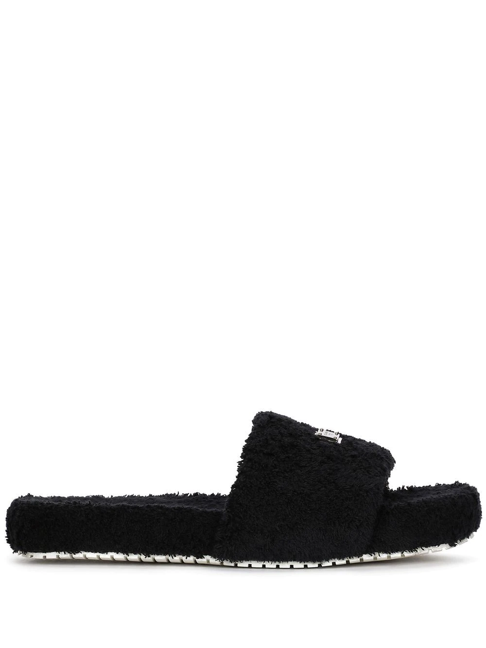 Shop Dolce & Gabbana Slide Sandals With Logo Plaque In Black