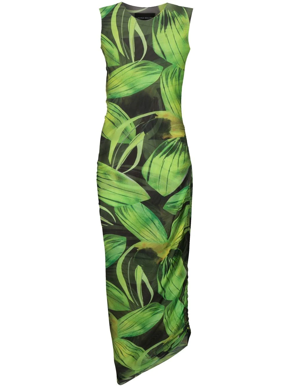 Louisa Ballou Leaf-print Midi Dress In Multicolour