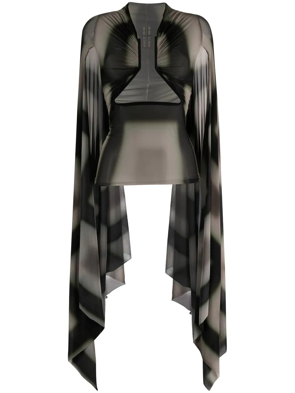 Rick Owens Printed Long Sleeve Top In Black
