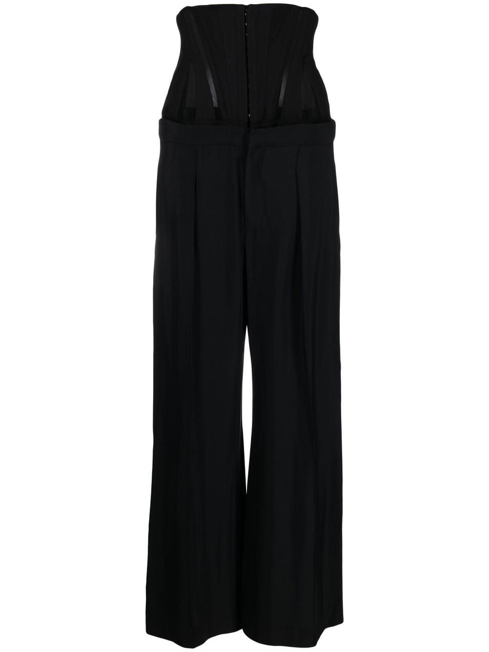MUGLER WIDE LEG TROUSERS WITH CORSET DETAIL