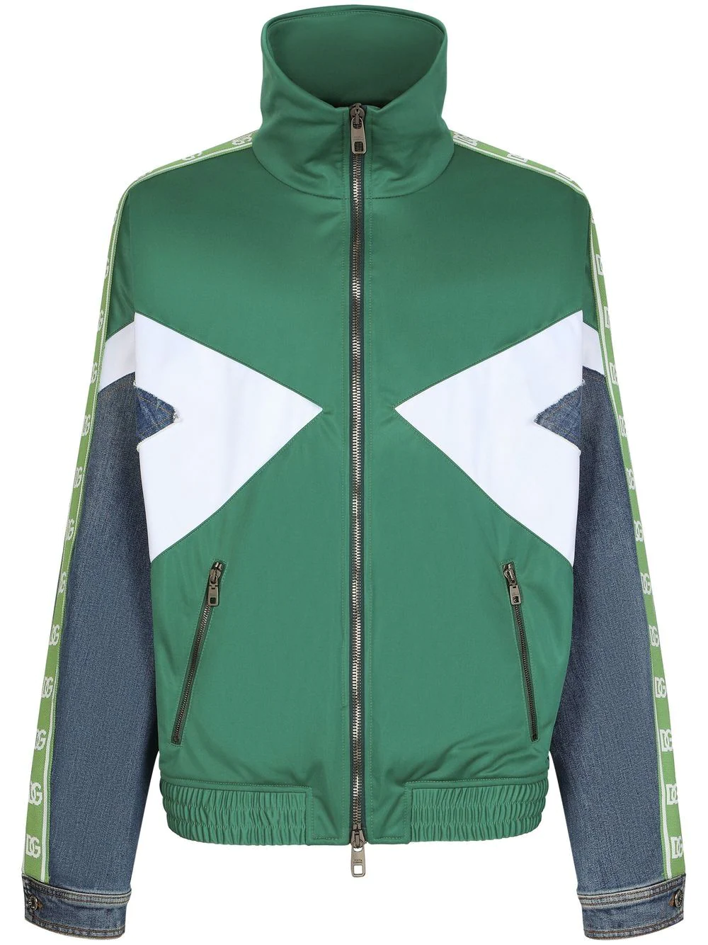 Dolce & Gabbana Men's Mixed Denim-jersey Track Jacket In Multicolour