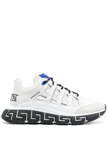 Men luxury sneakers - Versace Chain Reaction navy blue, grey and