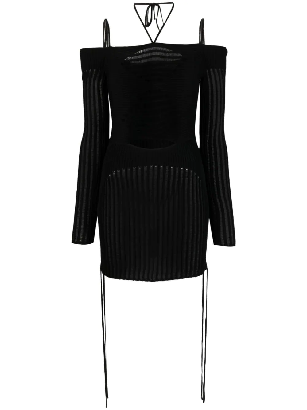 Andreädamo Ribbed Knit Mini Dress In Black