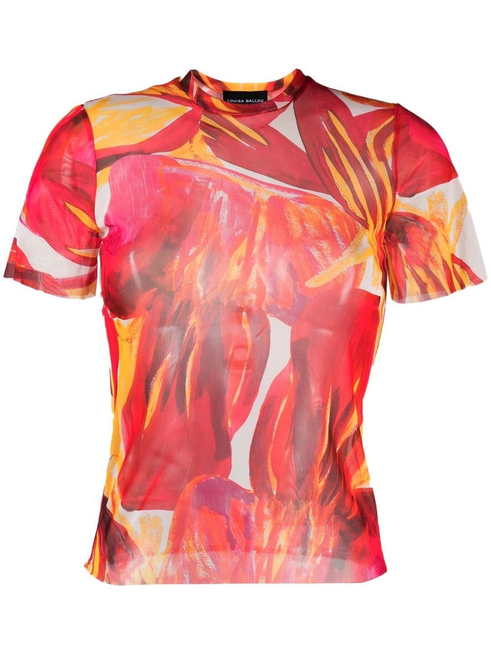 Louisa Ballou Graphic Print Cropped T-shirt In Multicolour