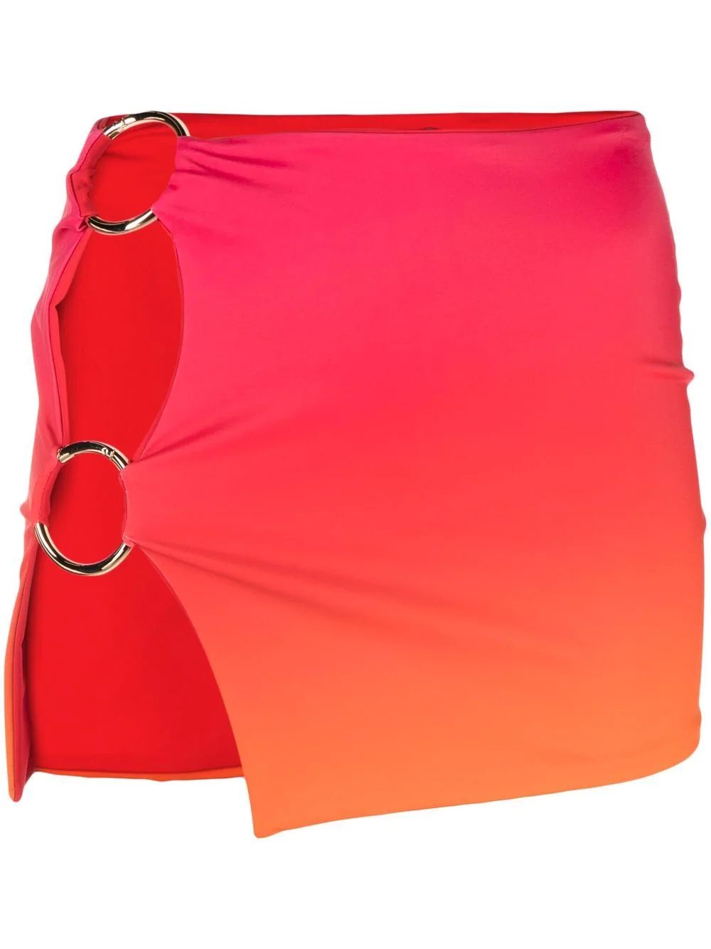 Louisa Ballou Double Ring Lycra Mini Skirt In Pink & Purple