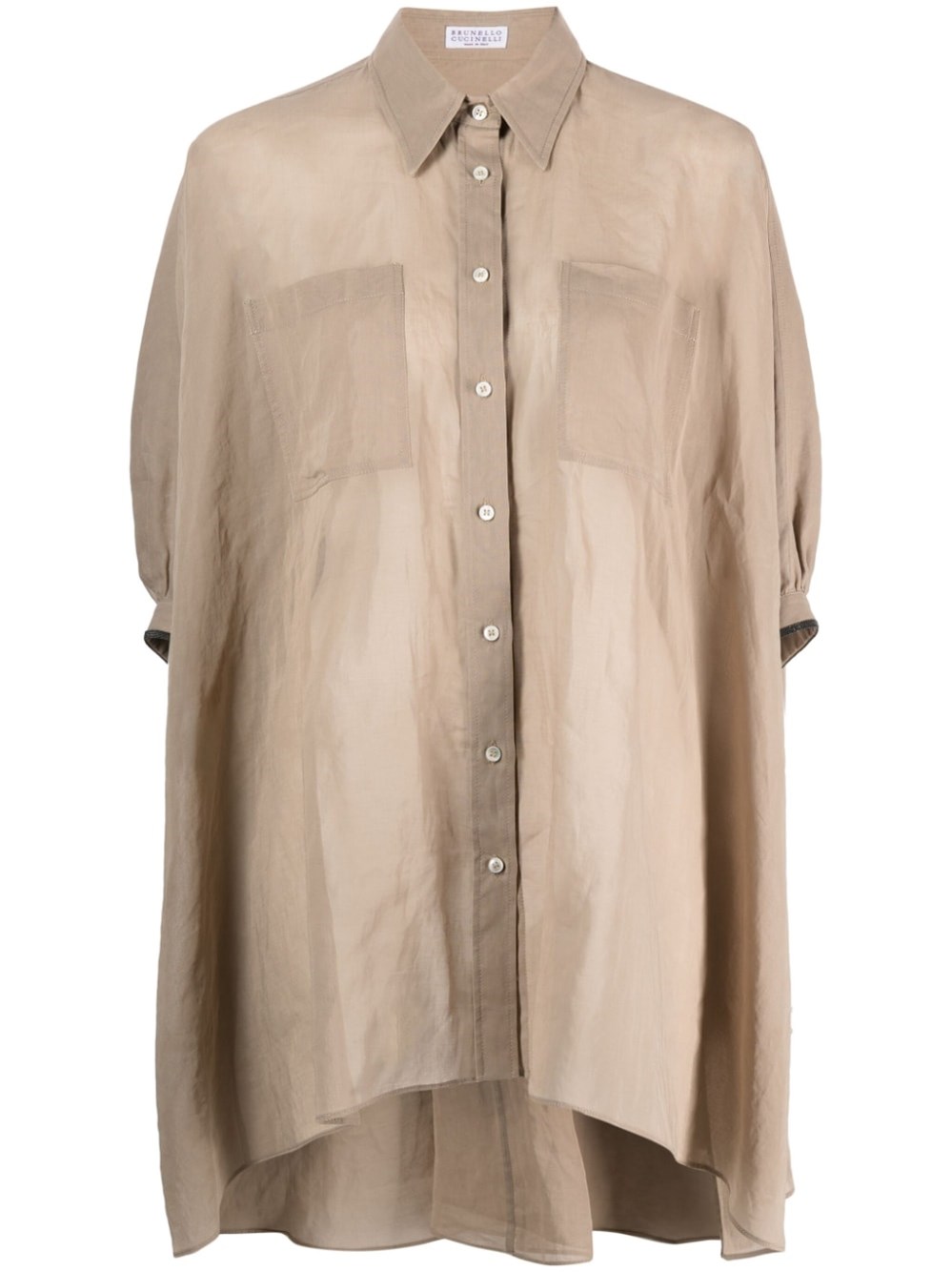 BRUNELLO CUCINELLI FLARED SHIRT WITH SHORT SLEEVES