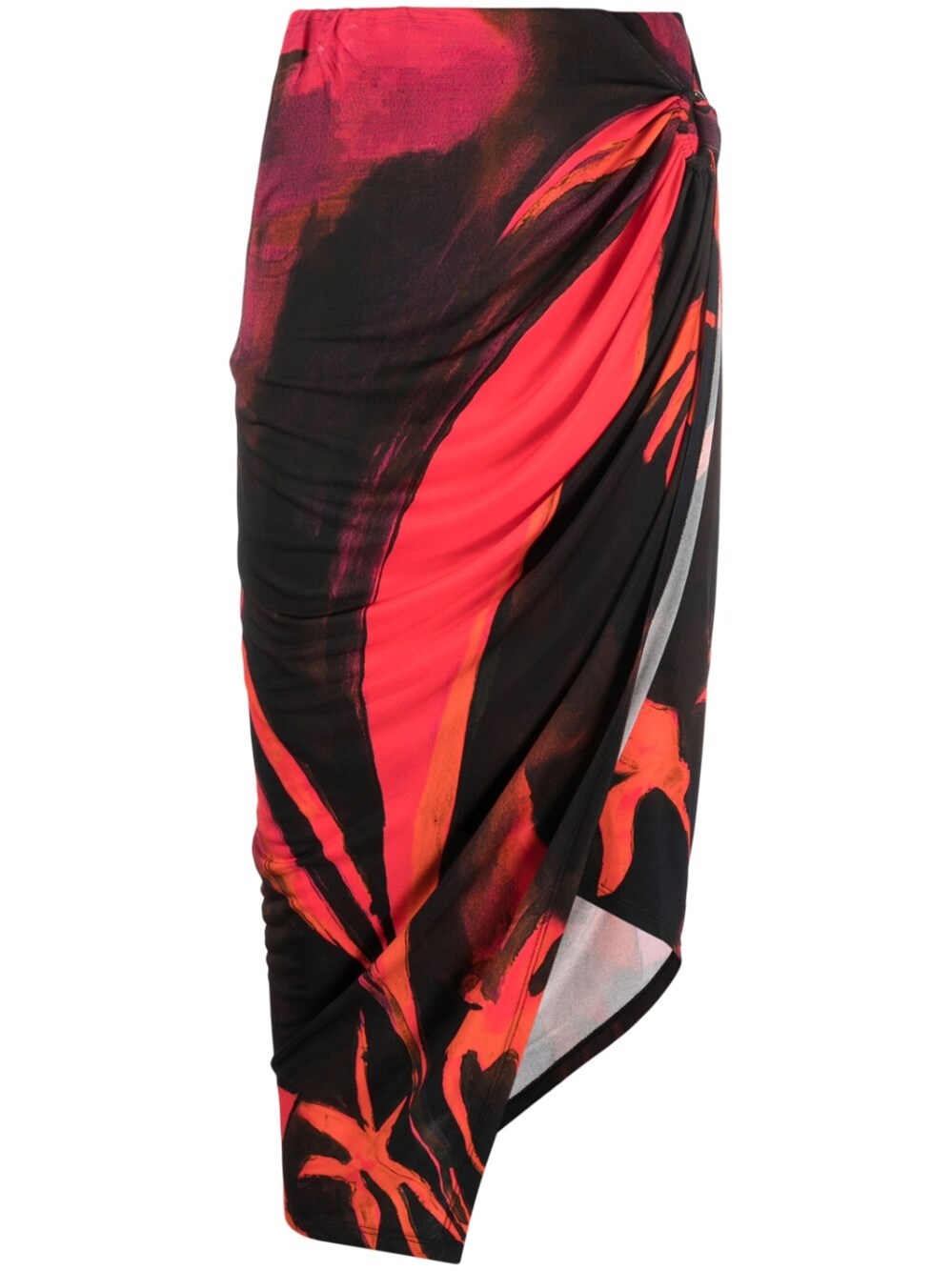 Louisa Ballou Coastline Queen-print Asymmetric Midi Skirt In Multicolour