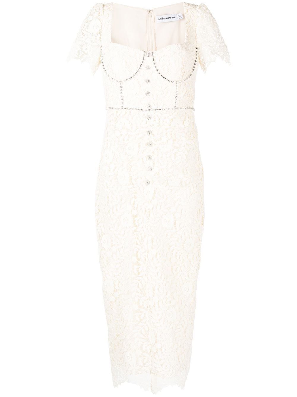 Self-portrait Sweetheart-neck Midi-dress In White